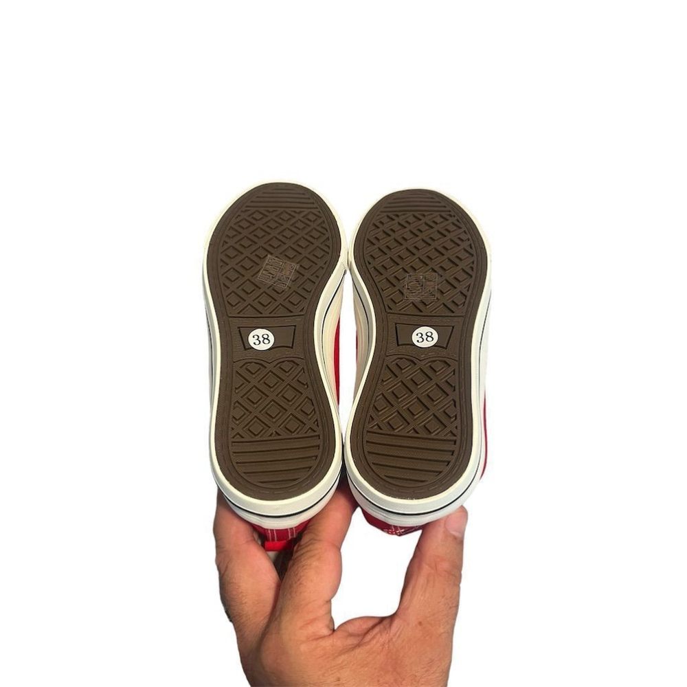 Fashion Fefoe Red Canvas Low Top Sneakers Women's Size 7 - Picture 7 of 7